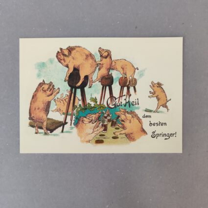 Historische Postkarte “Schweine Turnen”