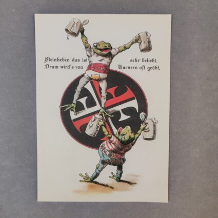 Historische Postkarte „Trinkende Frösche“